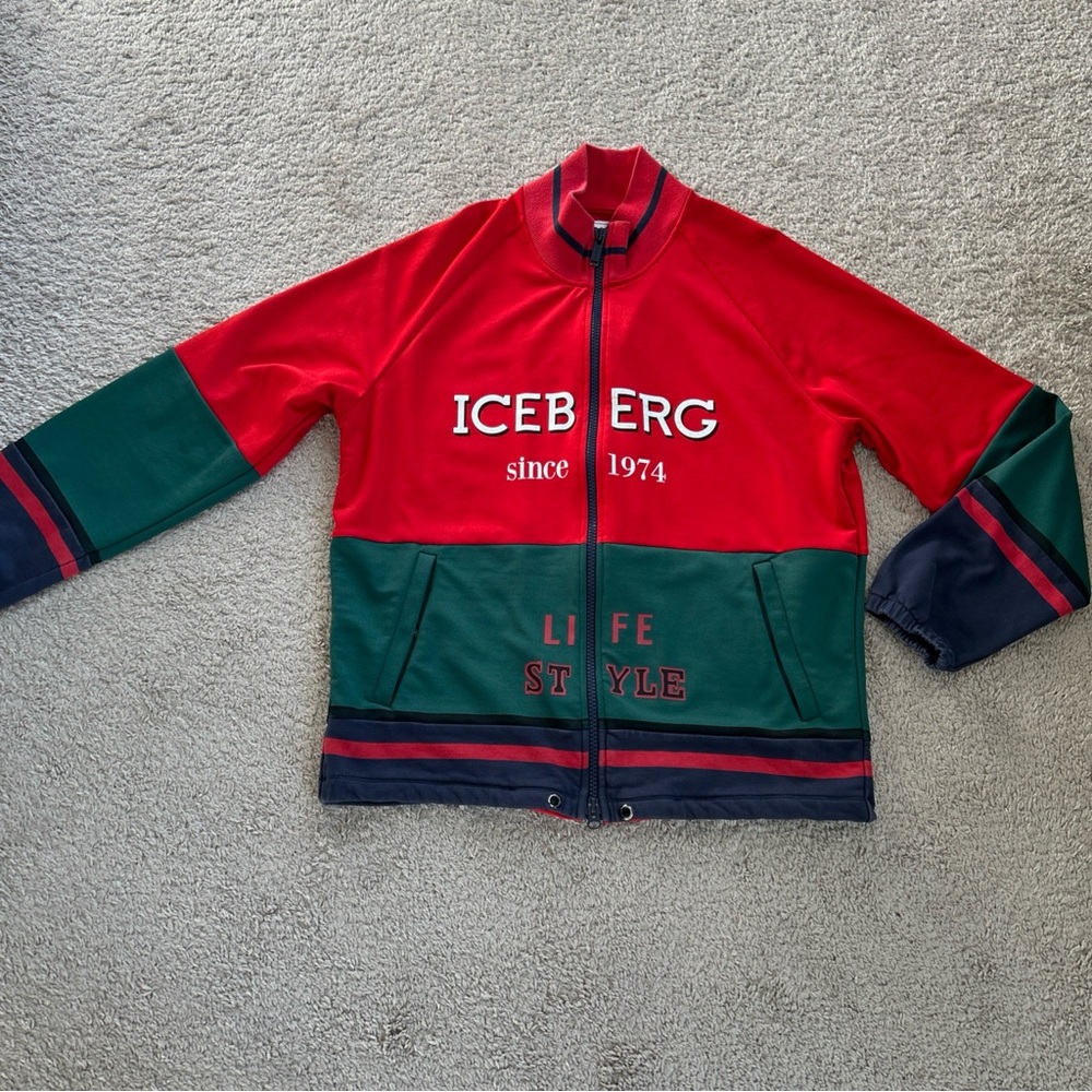 Vintage Rare The Iceberg Men’s Red and Green Track Jacket Sz XL MSRP $598
